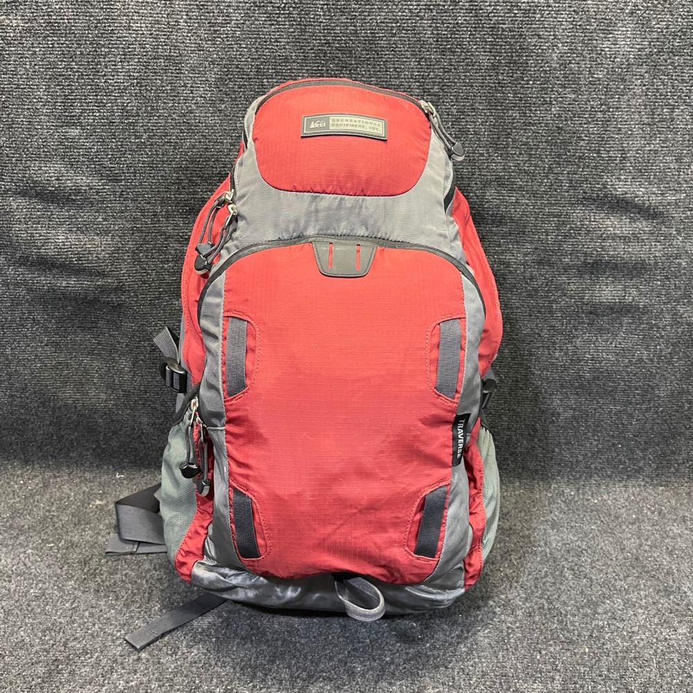 REI 747525 35L Red/Gray Traverse Hiking Backpack Daypack Ripstop Travel Bag